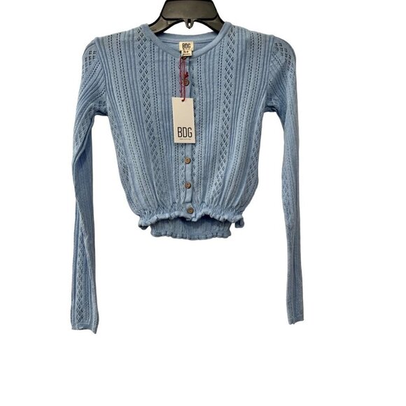 NWT BDG Size S-P Sky Pointelle Cardigan & Cami Twin Set Blue MSRP$59 - Picture 2 of 11